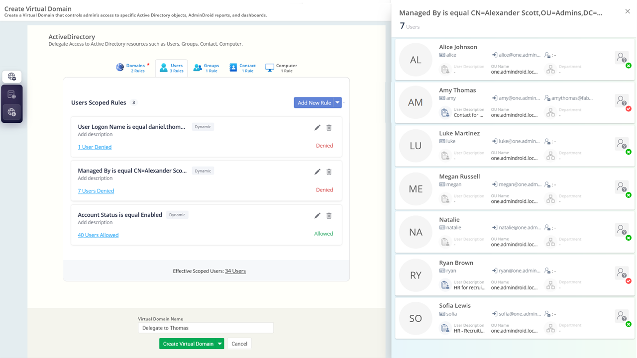 Delegate specific users, groups, computers in AD